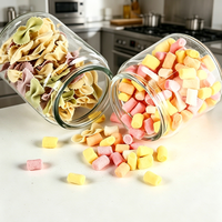 Lot de bocaux en verre ronds pour aliments, 350 ml, 500 ml, 800 ml, avec couvercle, pour épices, biscuits, sucre, farine, noix, rangement de cuisine et garde-manger