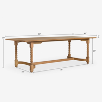 Table à manger rectangulaire en bois massif de style campagnard américain - Table à manger rétro pour plusieurs personnes