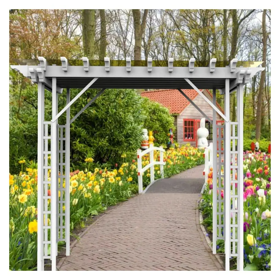 Arches en treillis de jardin Arches en vinyle pratiques chinoises Arche de rose de jardin Vente Arches en treillis