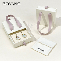 Boîte à bijoux personnalisée écologique avec tiroir en papier, boucle d'oreille, bague et collier, emballage avec poignée