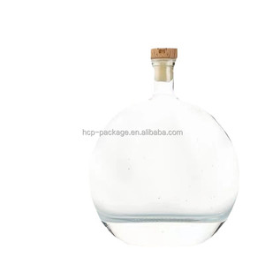 Unique 250ml 500ml 8oz 16oz Clear Flat Round Glass <span class=keywords><strong>Gin</strong></span> Wine & Tequila Brandy Botellas <span class=keywords><strong>Golden</strong></span> Polymer Cork Venta a granel - Product Image 6