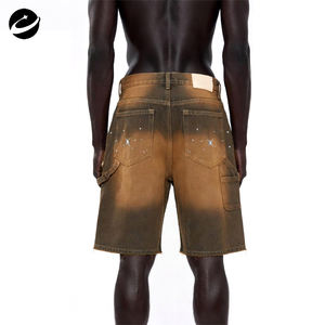 Shorts de <span class=keywords><strong>Jeans</strong></span> Masculinos 100% Algodão Personalizados de Moda Urbana XUCHANG com Cristais de Rhinestone e Lavagem Ácida - Product Image 3