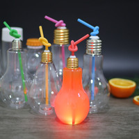 DAMAI Gobelets lumineux et bouteilles d'eau en plastique LED avec couvercles et pailles pour Halloween, Noël et le Nouvel An - Cadeaux de fête qui brillent dans le noir