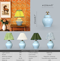 Pot en céramique rechargeable minimaliste et luxueux lumière salon chambre chevet lampes de table sans fil modernes à économie d'énergie