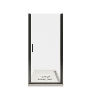 Porte de douche pivotante universelle réglable, verre trempé de 1/4 pouce, ouverture extérieure, cadre rectangulaire minimaliste - Product Image 1