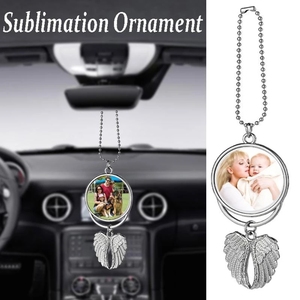 Sublimación de calor, llavero plateado para coche, adornos, forma de ala de Ángel, colgante de impresión de transferencia térmica en blanco, joyería - Product Image 2