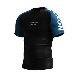 Camiseta Profesional de Manga Corta para <span class=keywords><strong>Jiu</strong></span> <span class=keywords><strong>Jitsu</strong></span> Brasileño, Diseño Elegante en Dos Tonos, Elástica, Transpirable, con Logotipo Frontal, para Entrenamiento de MMA - Product Image 5
