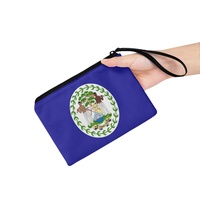Dompet Koin Mini Berresleting Motif Bendera Belize, Dompet Penyimpanan Poliester untuk Kartu, Koin, Kosmetik, Warna Campuran Modis