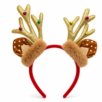 Serre-tête synthétique pour filles, motif bois de renne scintillant, clochettes, pour Noël et fêtes, directement de l'usine