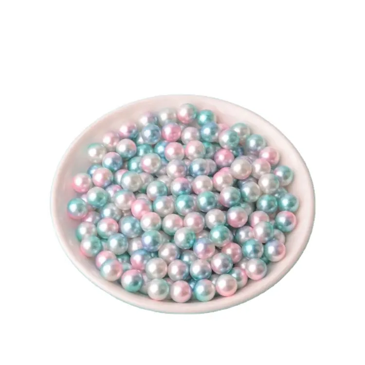 Gradient Pearl 3mm 6mm 8mm 10mm 12mm Iridescent Loose ABS Pearl Bead Non-porous Multicolor Plastic DIY Artificial Pearl DK017