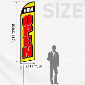 2.5*11.5 FT NOW OPEN High Quality Custom Feather <b>Flags</b> Beach <b>Flag</b> for Beach Party and Advertising Promotions - Product Image 2