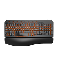 Clavier numérique ergonomique sans fil 2,4 G à 107 touches avec pavé numérique USB, rétroéclairage LED et repose-poignets rembourré pour ordinateur portable et de bureau (version anglaise)