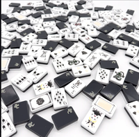 Ensemble de Mahjong Américain de Luxe Personnalisé, Moderne, Pliable, Portable, en Acrylique Noir et Blanc, 160 Tuiles Gravées, Cadeau d'Anniversaire pour la Maison