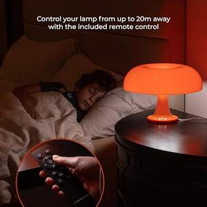 Orange Mushroom <strong>Table</strong> <strong>Lamp</strong> with Remote Dimmable - Mid-Century 70s <strong>Funky</strong> <strong>Lamp</strong> for Desk - Product Image 2