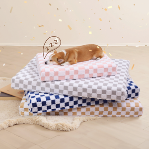 Cama ortopédica de terciopelo a cuadros de lujo para perros, colchón de espuma viscoelástica para aliviar el dolor en las articulaciones, comodidad calmante, funda lavable extraíble - Product Image 3