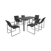 Ensemble table et chaises de salle à manger KD personnalisable, moderne, durable, en acier, imperméable, noir, meubles d'extérieur, salon, patio/cour