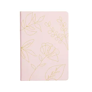 Custom Cover Printing Faux Leather Writing Notebook Stationery A5 A6 Kawaii Pink Office Diary Lay Flat Medium Lined Journal