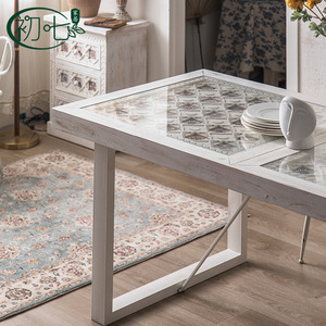 Mesa de Comedor Rectangular con Tapa de Vidrio Templado, Mueble Multiusos para Sala de Estar - Product Image 3