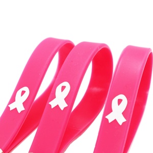 Vòng Tay Keychain Chất Lượng Cao Ung Thư Vú Nhận Thức Mềm Đàn Hồi Debossed Logo Silicon Tùy Chỉnh Silicone In Kỹ Thuật Số - Product Image 3