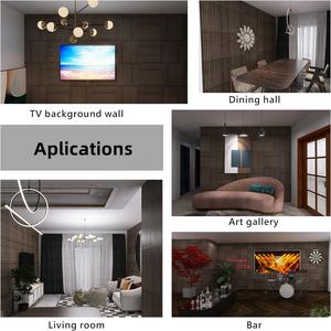 Fond décoratif personnalisé de 60cm, carré en bois d'<span class=keywords><strong>ardoise</strong></span> 3D, fond en PET, panneaux acoustiques à lattes en bois naturel, Akupanel - Product Image 5