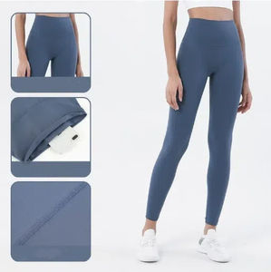 Vente en gros Pantalon de yoga sans couture double face brossé nu pour <span class=keywords><strong>femme</strong></span>-Leggings de gymnastique taille haute pêche - Product Image 2