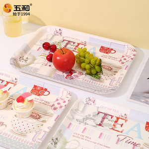 Five Harmony <b>Tea</b> Time <b>Tray</b> Rectangular Melamine Unbreakable Household Serving <b>Tray</b> For Home Living Room Use - Product Image 3