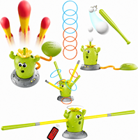 Ensemble de jouets musicaux en plastique 4-en-1 : jeu de lancer d'anneaux, lanceur de fusées à trépasser et jeu de baseball – Jouets d'extérieur pour enfants