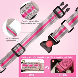 Chiens, Néoprène Doux Rembourré Réfléchissant Et Laisse Ensemble Boucle De Sécurité Collier Martingale En Nylon Pour Chiot (Hotpink & Xs) - Product Image 5