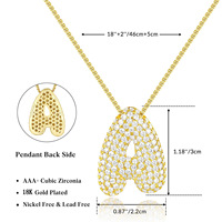 Collier à initiale tendance 26 lettres, plaqué or 18 carats, en acier inoxydable, design bulle, bijoux unisexe pour anniversaire et mariage