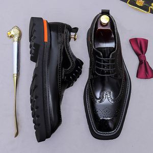 Zapatos Formales de Negocios para Hombre Joven, Estilo Otoño, Modernos y Únicos, con Cordones, Punta Redonda, que Aumentan la Altura, a la Moda - Product Image 4