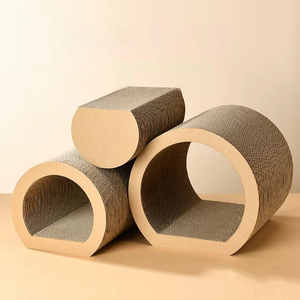 Jouet à gratter pour animaux de compagnie en carton ondulé, combinant tunnel, griffoir et nid, en forme de baril, pour le tranchage des griffes - Product Image 3