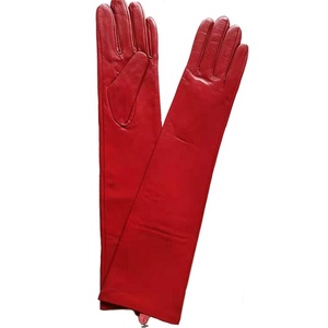 <span class=keywords><strong>Gants</strong></span> longs en cuir de mouton véritable pour femmes Fashion Wholesales en <span class=keywords><strong>marron</strong></span> rouge et noir Style uni pour les scènes en plein air - Product Image 6