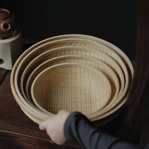 <b>Bamboo</b> Woven Baskets Round Handmade Storage Basket For Fruit Tea Utensils 1 Pc - Product Image 2