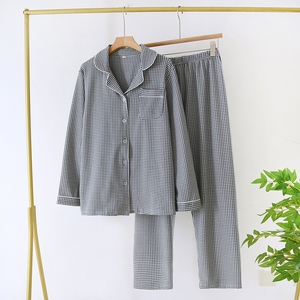 Pigiama per Coppie in Vendita, Completo a Maniche Lunghe, Nuovo Stile Semplice a Quadri, Abbigliamento Casual <span class=keywords><strong>da</strong></span> <span class=keywords><strong>Casa</strong></span> per <span class=keywords><strong>Uomo</strong></span> e Donna, Set di Due Pezzi - Product Image 5