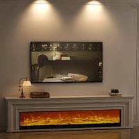 Cheminée électrique encastrée tendance avec contrôle par application, économe en énergie, flamme réglable 7 couleurs pour usage intérieur, hôtelier et extérieur