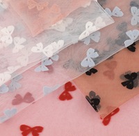Tissu en dentelle suisse rose 20D floqué 19 g/m² ultra-fin 100 % polyester pour jupe, vêtement, tulle doux imprimé effet soie