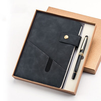 Cadeaux de bureau personnalisés Articles promotionnels Ensembles exécutifs Carnets en cuir PU gris A5 avec stylo Ensemble cadeau d'entreprise pour homme