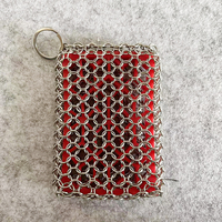 Éponge à récurer en maille de chaîne en acier inoxydable 304 de qualité alimentaire, sans dommage pour les ustensiles de cuisine, avec crochet de suspension, pour la vente en gros