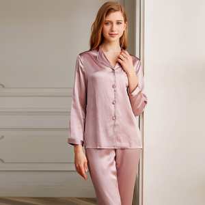 <span class=keywords><strong>Pigiama</strong></span> di seta <span class=keywords><strong>Sexy</strong></span> di lusso classico <span class=keywords><strong>lungo</strong></span> con scollo a V di alta qualità personalizzato 19 momme - Product Image 4