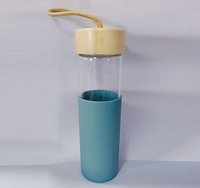 Bouteille en verre pour jus personnalisée gratuite de 550 ml, bouteille d'eau à large ouverture, bouteille d'eau en verre borosilicate avec couvercle en bambou