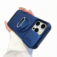 Étui de protection antichoc de luxe avec cache-objectif coulissant et chargement magnétique sans fil pour iPhone 11-17 Pro Max avec support intégré
