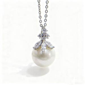 31462 Accesorios de Perlas DIY, Colgante de Plata S925 con Cuentas Redondas de 11-13 mm, Base Vacía, Colgante de Collar Moderno para Mujer - Product Image 5