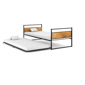 Estructura de <span class=keywords><strong>cama</strong></span> de metal moderna Cabecero de MDF con base de <span class=keywords><strong>cama</strong></span> <span class=keywords><strong>nido</strong></span> extraíble separada Dormitorio Hotel Apartamento Villa Sótano - Product Image 1
