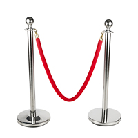 Poteaux de barrière de file d'attente avec corde rouge de 1,5 m, poteau en acier inoxydable, séparateur, contrôle de la foule