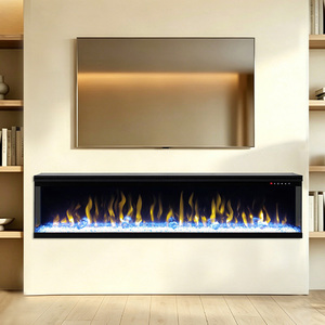<span class=keywords><strong>Chimenea</strong></span> <span class=keywords><strong>Eléctrica</strong></span> <span class=keywords><strong>Panorámica</strong></span> de 3 Lados Empotrada en la Pared con Llama Simulada para Hogar y Hotel - Product Image 1