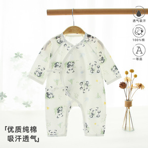 Mono de algodón fino estilo monje para bebé, ropa unisex para climas climatizados para recién nacidos con lazos - Product Image 1