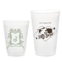 Tasse de mariage en plastique givré sans BPA réutilisable 8oz 12oz 16oz tasse à boire de stade conception flexible fournitures de fête en vrac
