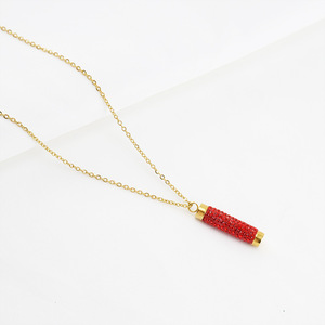 Zogxin Crystal Pendant Necklace 18K Gold Plated Stainless Steel Rhinestone Cylinder Pendant For Women Everyday Wear - Product Image 4