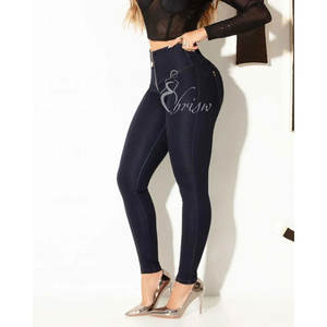 Pantalones vaqueros ajustados con cremallera frontal Pantalones vaqueros personalizados para mujer Pantalones vaqueros colombianos <span class=keywords><strong>de</strong></span> talla grande <span class=keywords><strong>de</strong></span> talle alto - Product Image 2