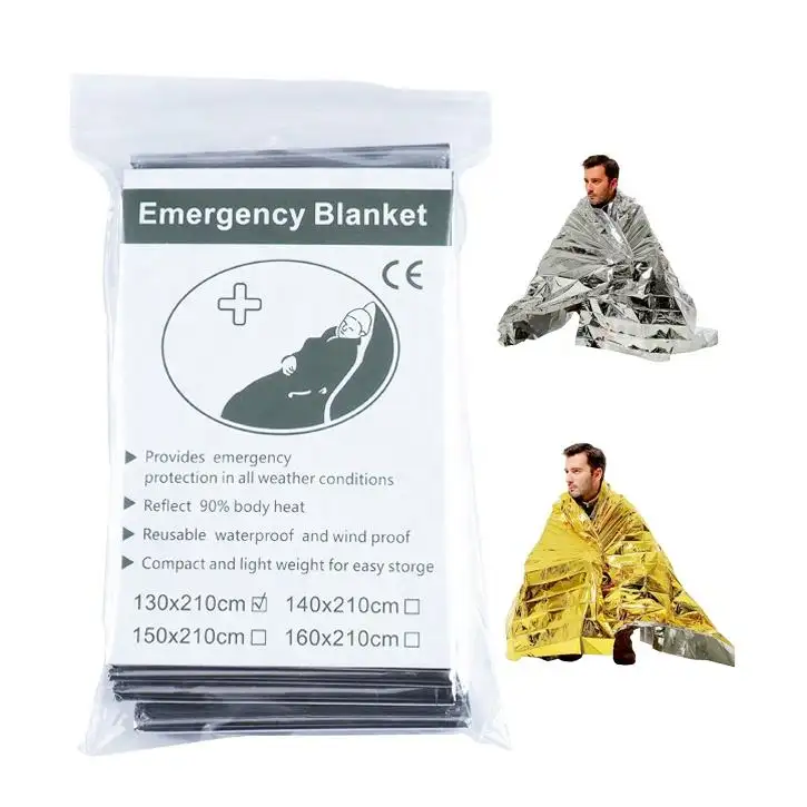 Anthrive Hot Sales 130x210cm Double sided Silver Outdoor Supplies First Aid Thermal Emergency Blanket For Outdoor Camping Hiking
